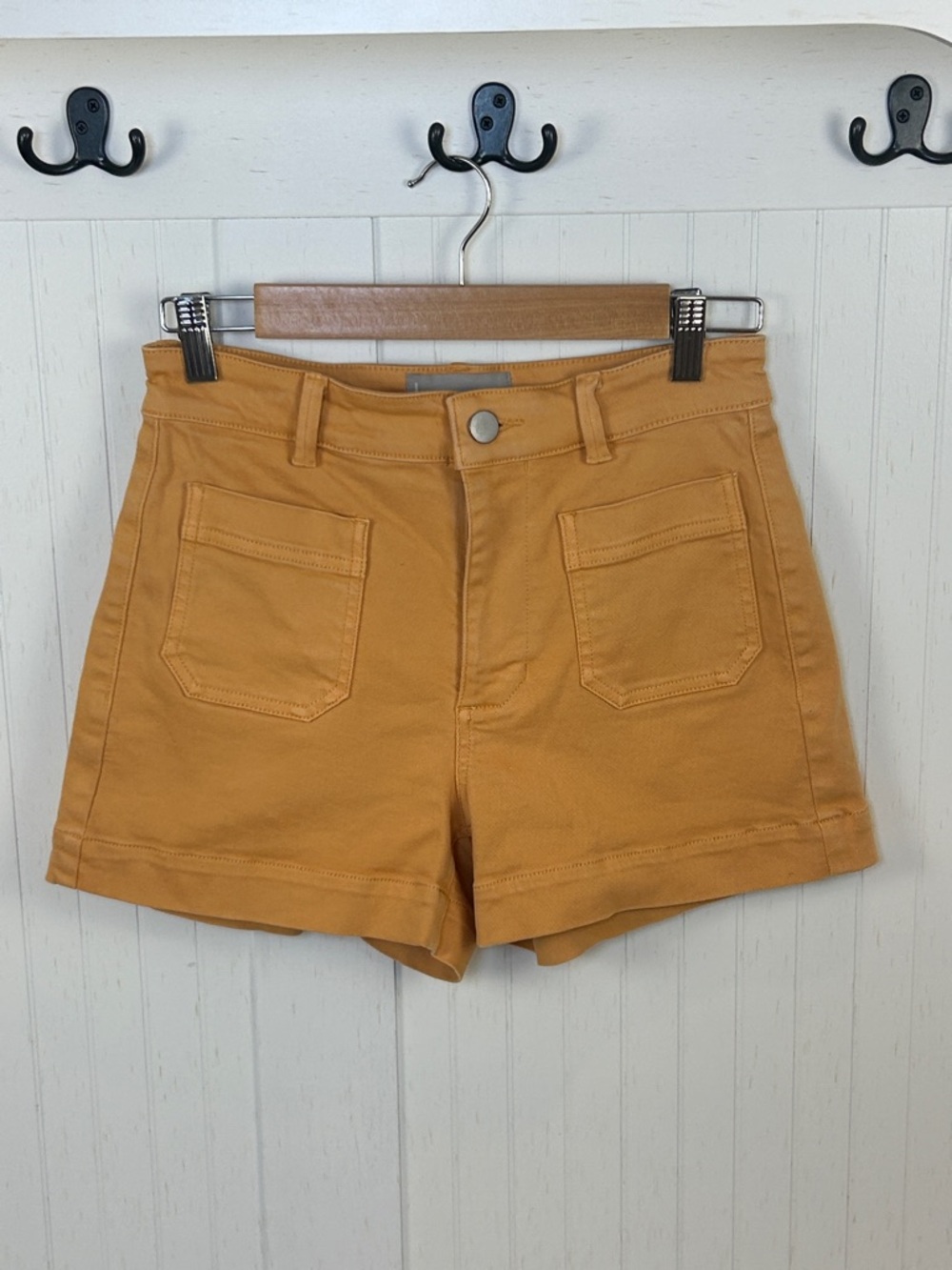 Everlane High Rise Chino Shorts Mustard Gold Utility Size 0